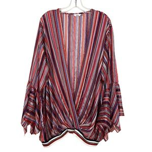 DALIN Plus Size Striped Blouse with Butterfly Sleeves Size 3X